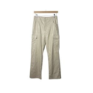 Salty LA Women’s Leather Wide Leg Cargo Pants Beige Size M